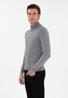 Füme Slim Fit Yün Karışımlı Yarım Balıkçı Yaka Basic Triko Kazak