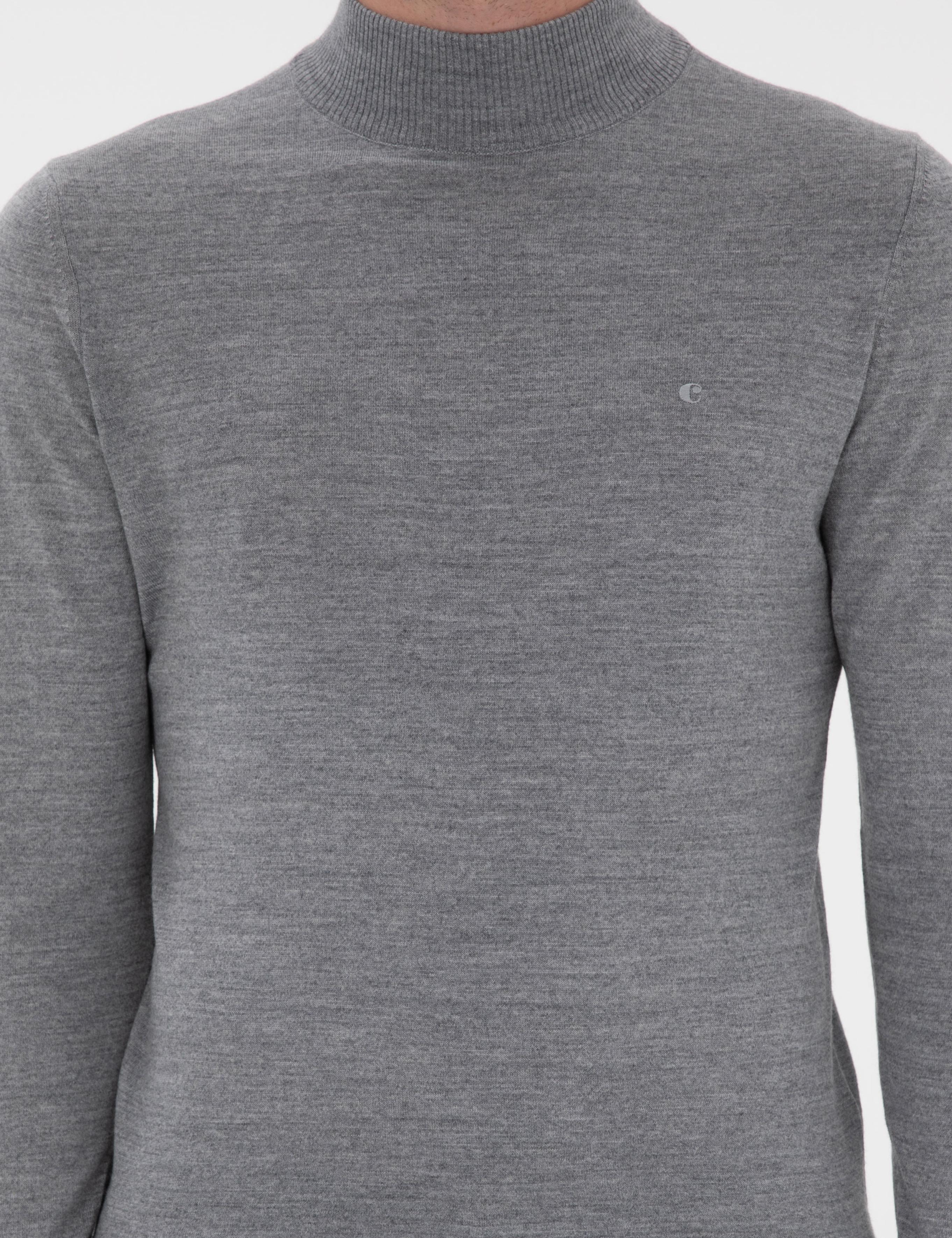 Füme Slim Fit Yün Karışımlı Yarım Balıkçı Yaka Basic Triko Kazak - 50293281025