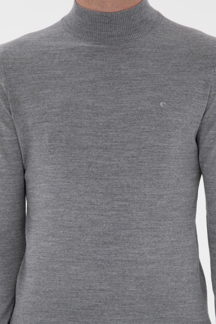 Füme Slim Fit Yün Karışımlı Yarım Balıkçı Yaka Basic Triko Kazak - 50293281025