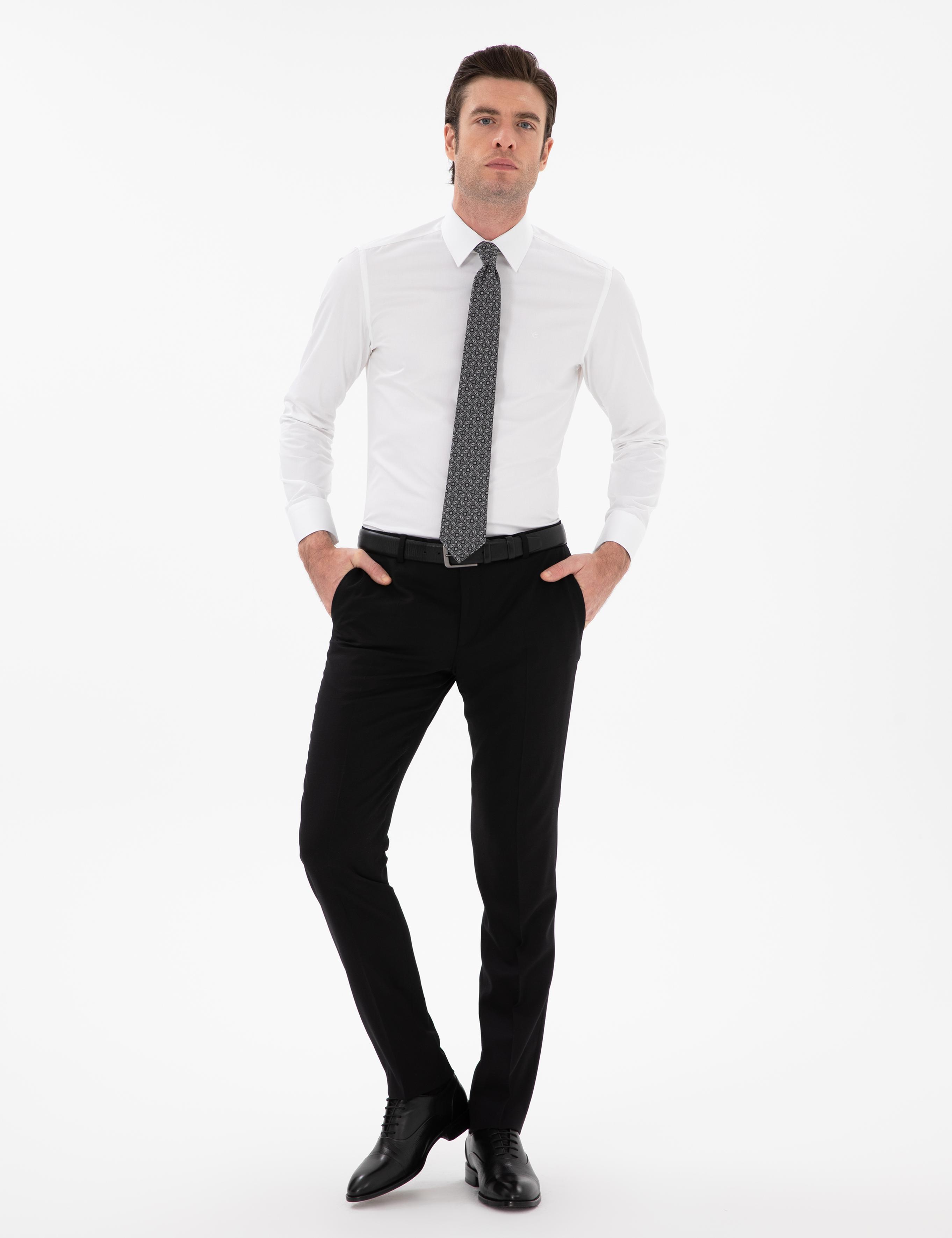 Beyaz Slim Fit Klasik Yaka Basic Gömlek - 50304037004
