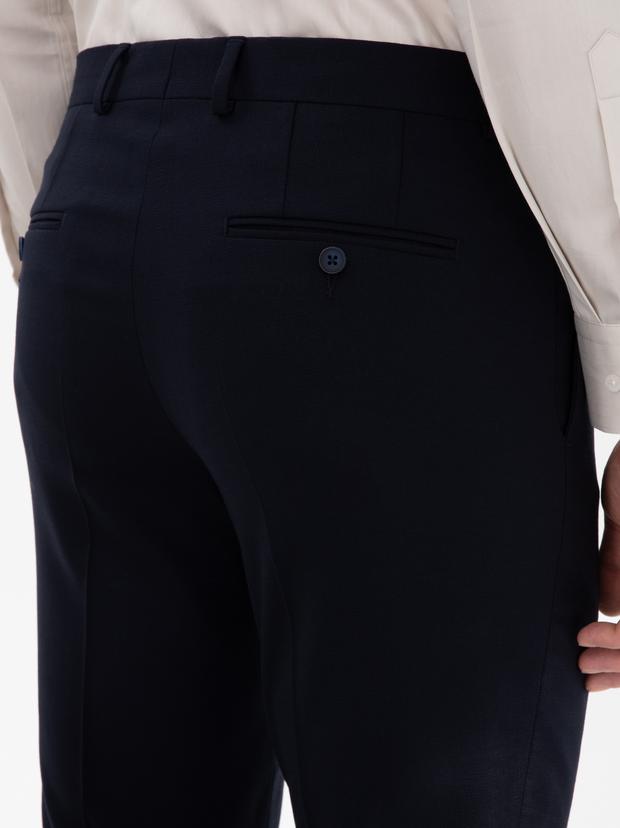 Lacivert Slim Fit Yün Karışımlı Klasik Pantolon