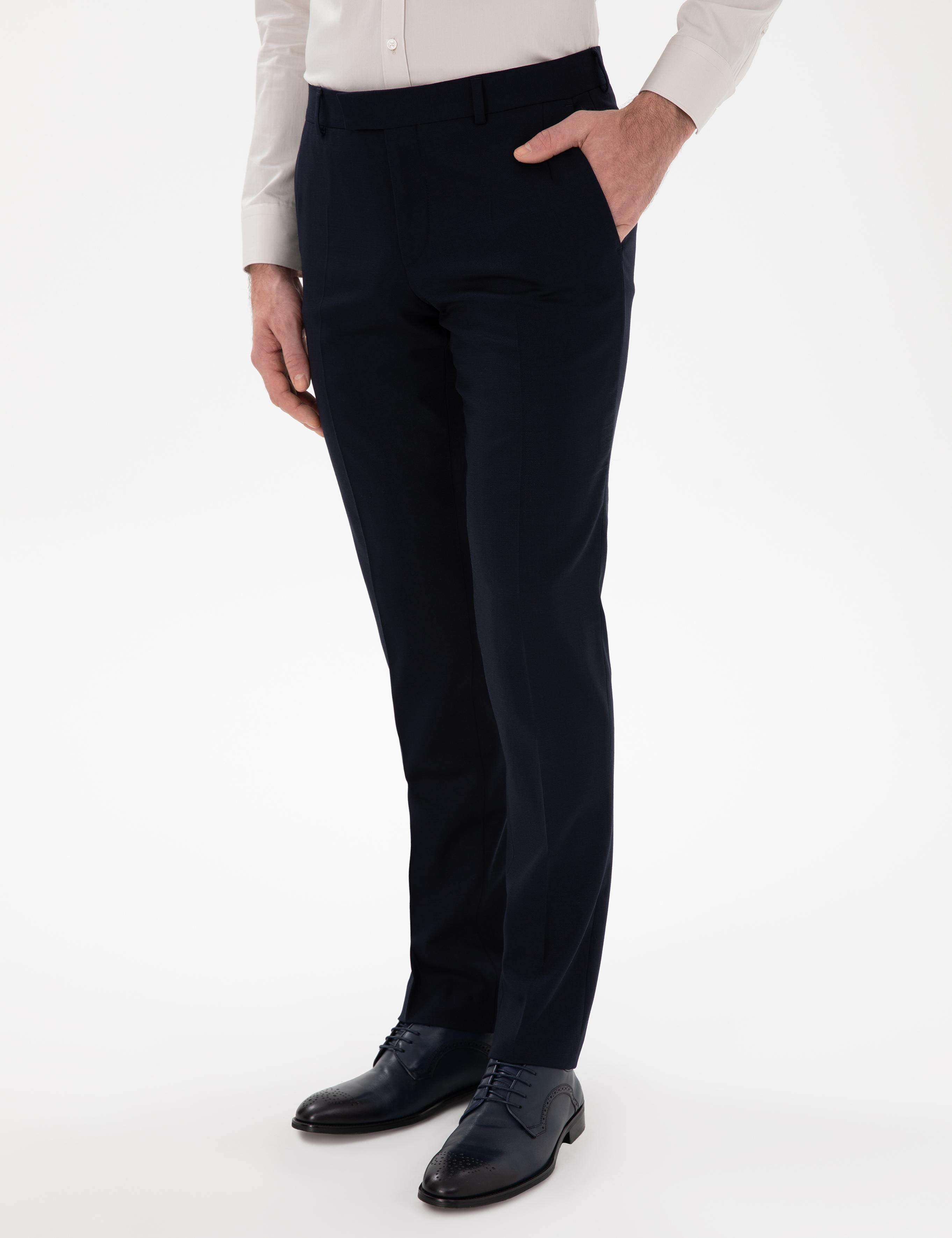 Lacivert Slim Fit Yün Karışımlı Klasik Pantolon - 50306053015