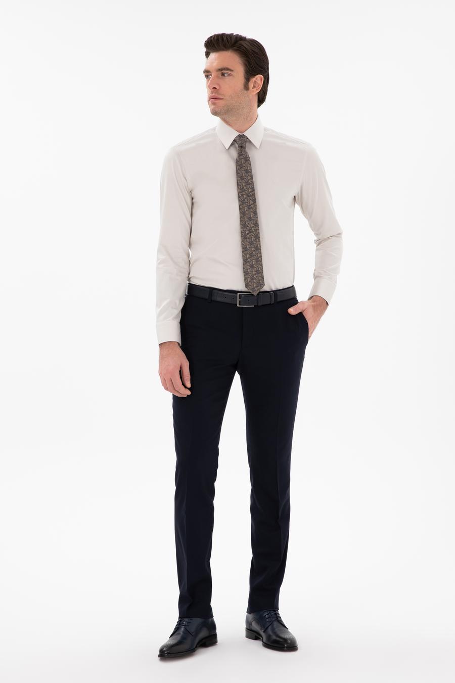 Lacivert Slim Fit Yün Karışımlı Klasik Pantolon - 50306053015