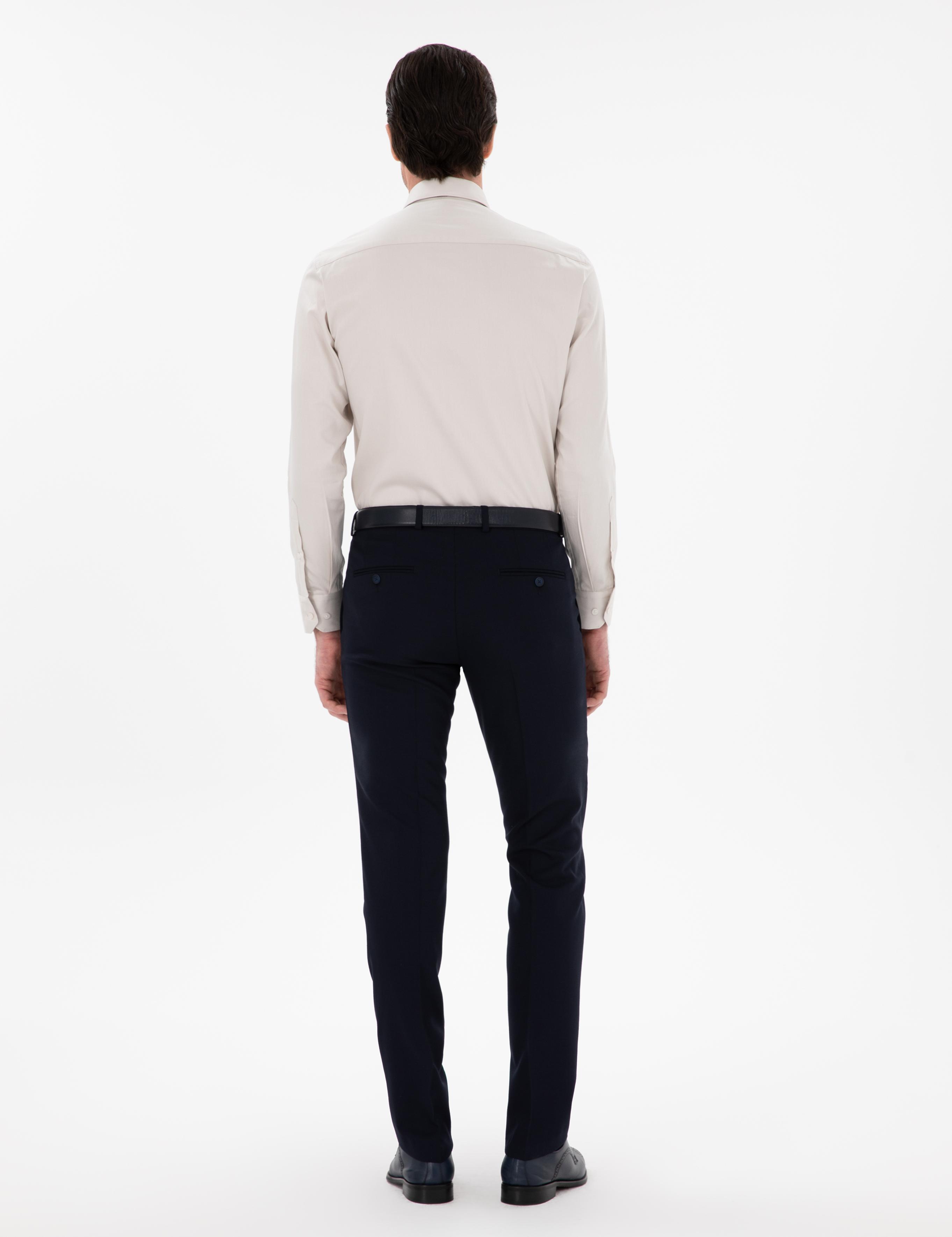 Lacivert Slim Fit Yün Karışımlı Klasik Pantolon - 50306053015