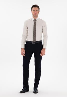 Lacivert Slim Fit Yün Karışımlı Klasik Pantolon