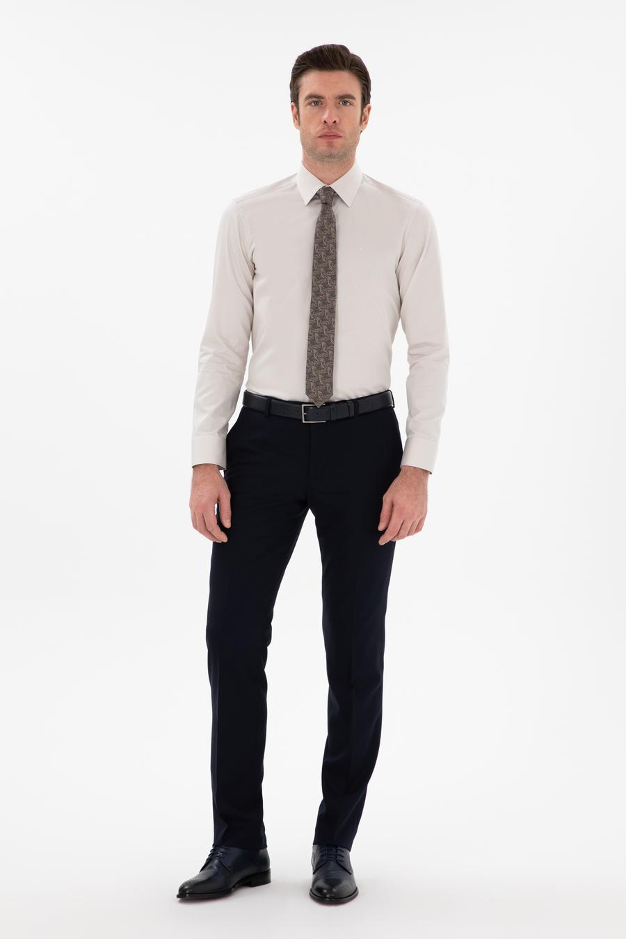 Lacivert Slim Fit Yün Karışımlı Klasik Pantolon - 50306053015