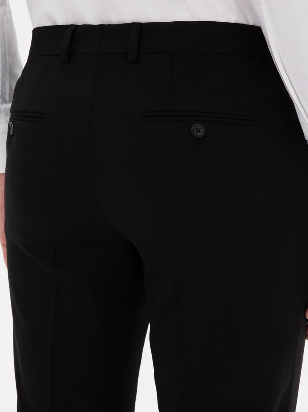 Siyah Slim Fit Yün Karışımlı Klasik Pantolon