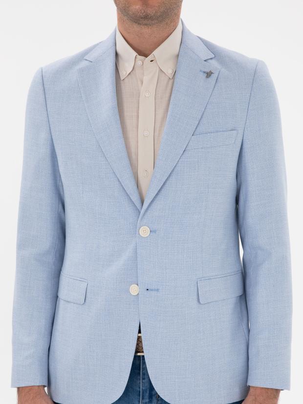 Açık Mavi Slim Fit Spor Ceket