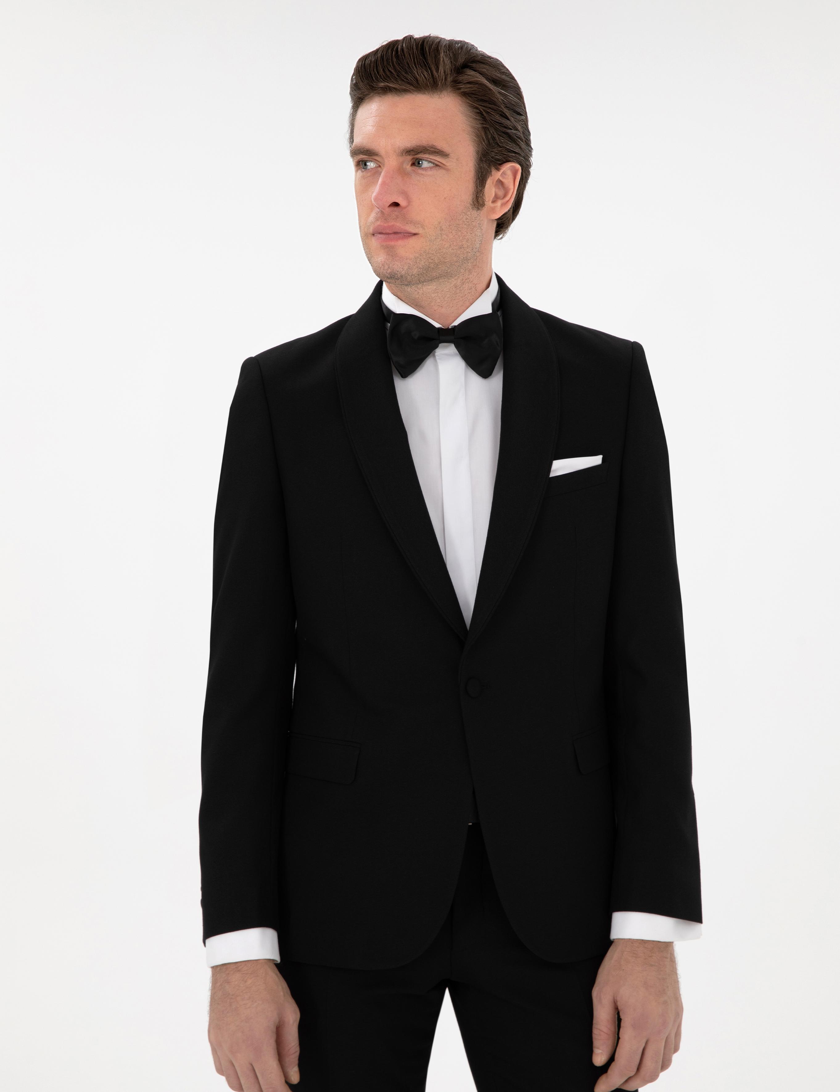 Siyah Slim Fit Şal Yaka Smokin Damatlık - 50306126239