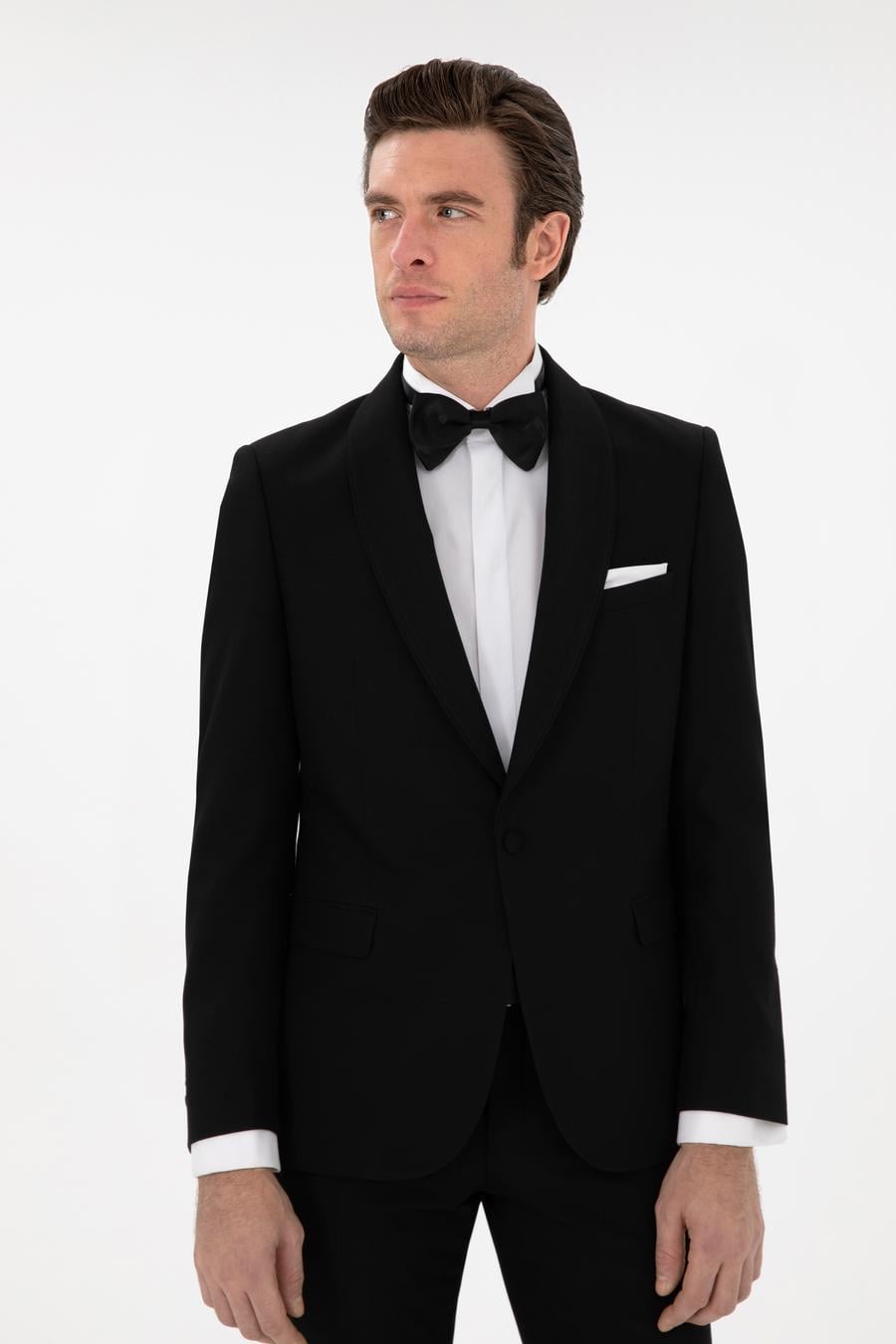 Siyah Slim Fit Şal Yaka Smokin Damatlık - 50306126239