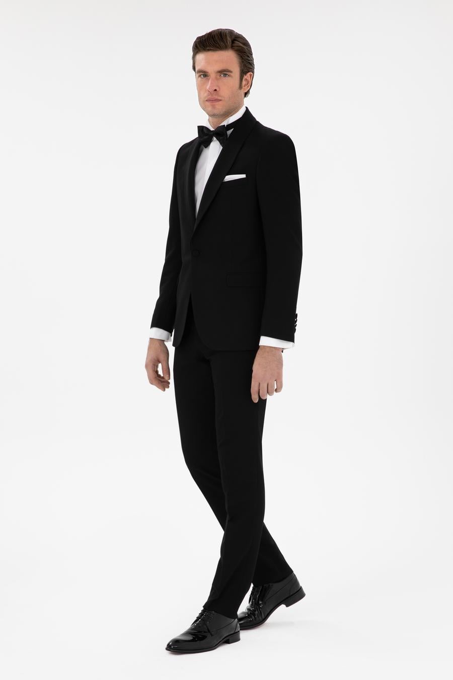 Siyah Slim Fit Şal Yaka Smokin Damatlık - 50306126239