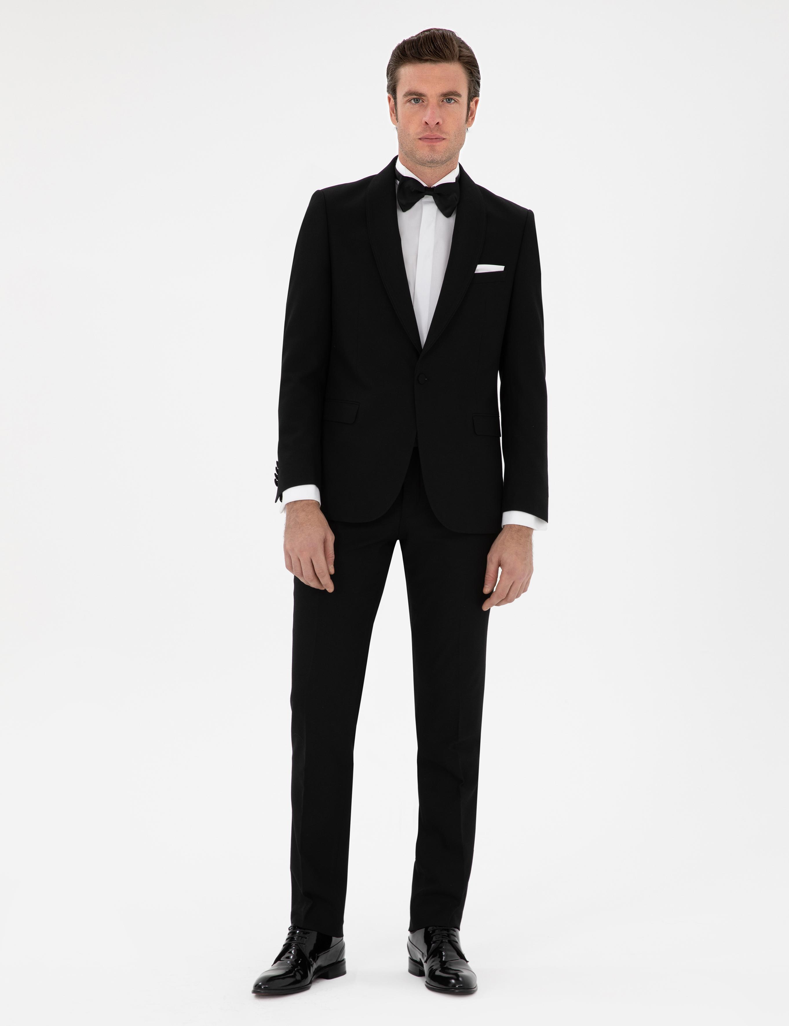 Siyah Slim Fit Şal Yaka Smokin Damatlık - 50306126239