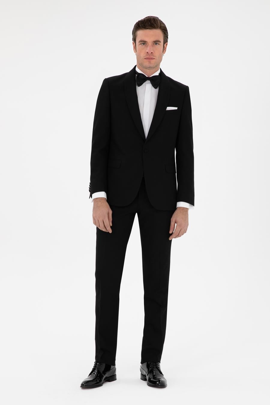 Siyah Slim Fit Şal Yaka Smokin Damatlık - 50306126239