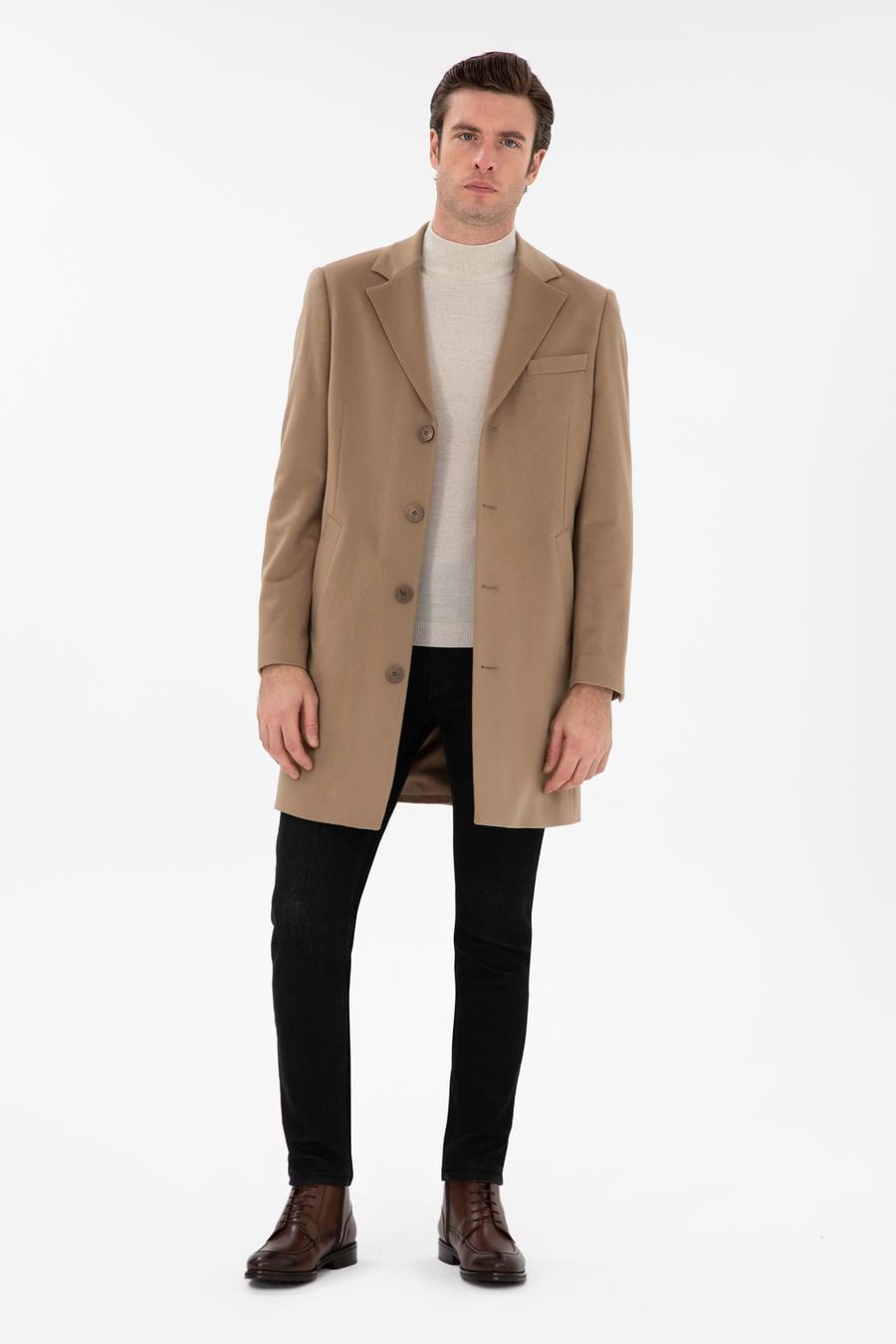 Camel Slim Fit Palto - 50293726013