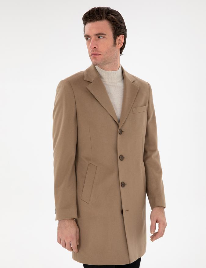 Camel Slim Fit Palto