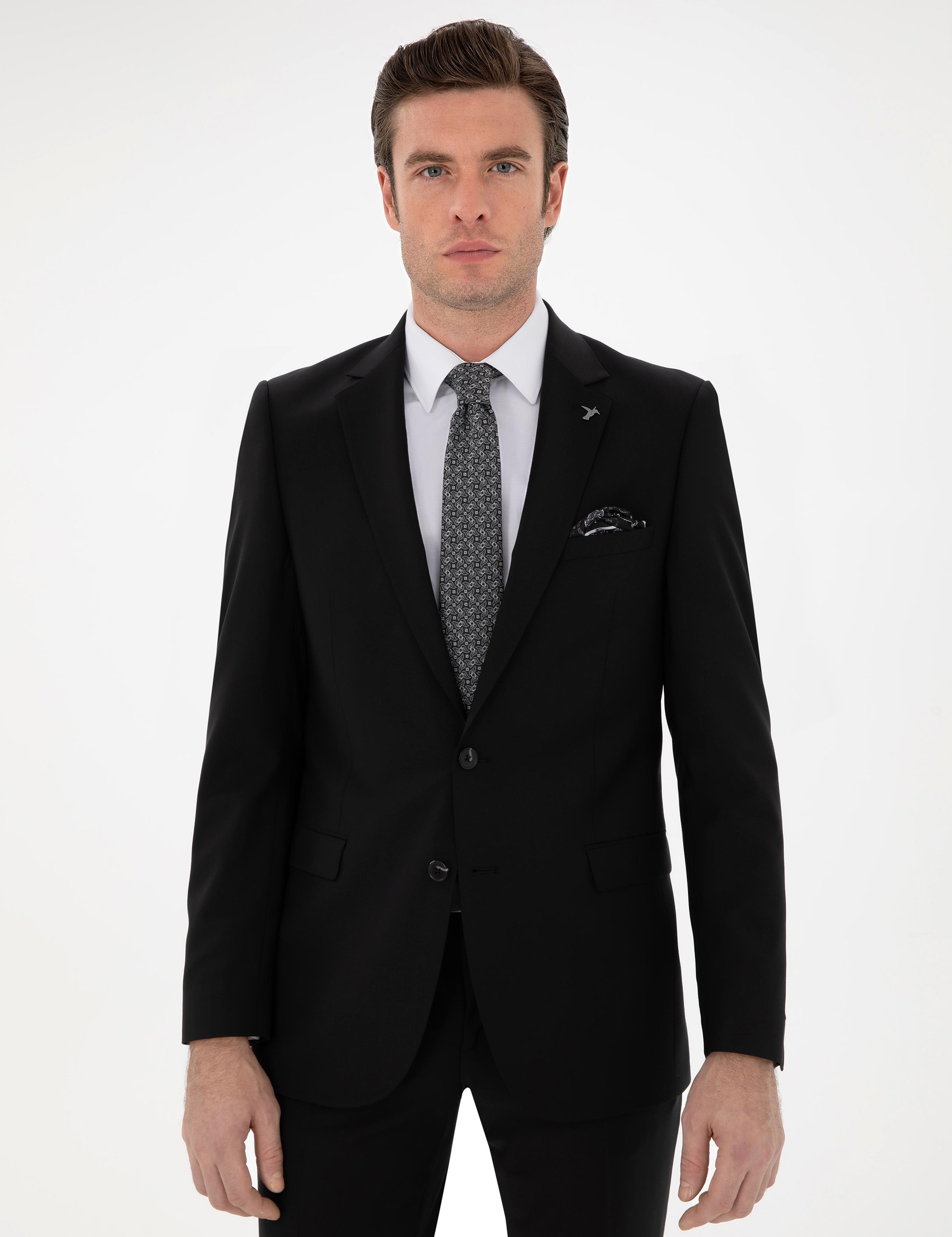 Siyah Slim Fit Ceket - 50292529052