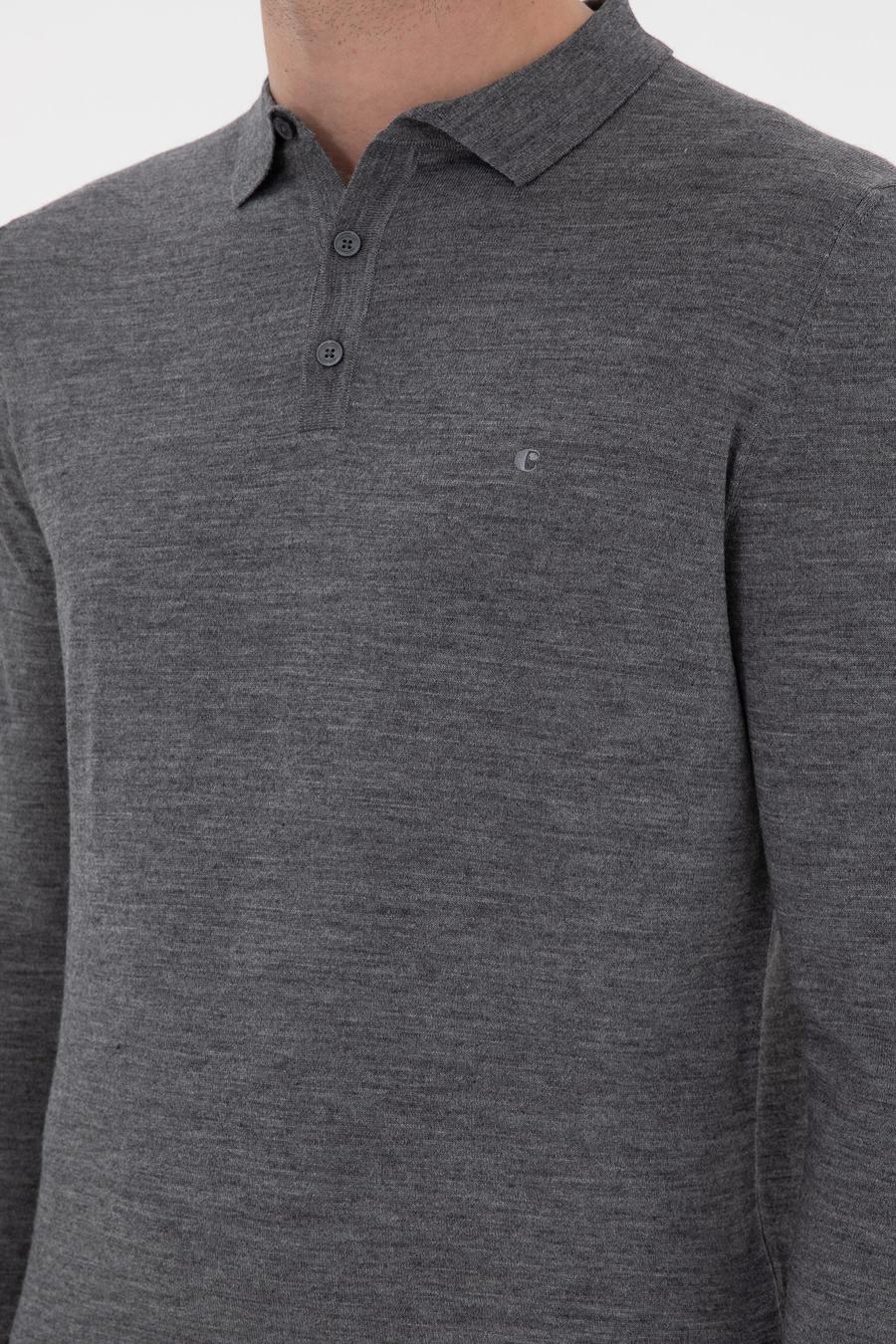 Füme Slim Fit Yün Karışımlı Polo Yaka Basic Triko Kazak - 50293274115