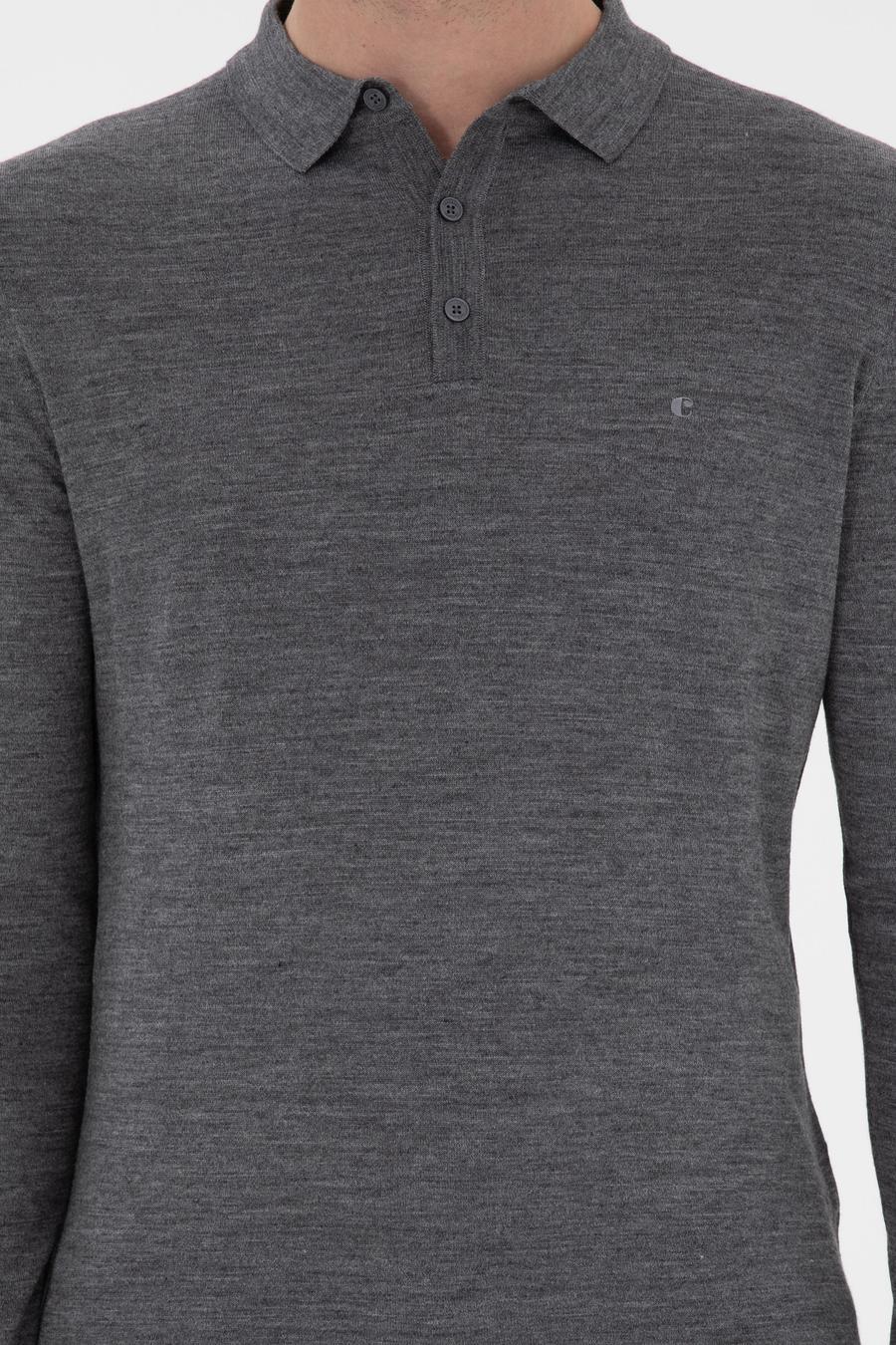 Füme Slim Fit Yün Karışımlı Polo Yaka Basic Triko Kazak - 50293274115