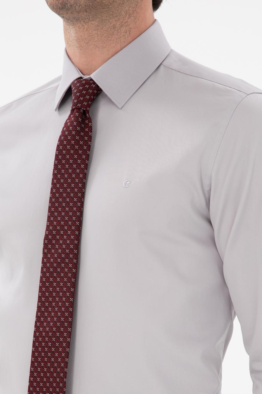 Açık Gri Slim Fit Klasik Yaka Basic Gömlek - 50304037073