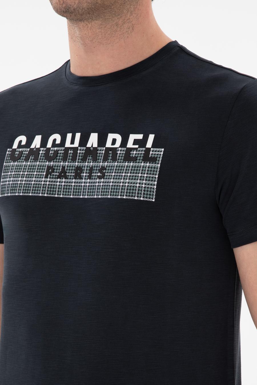Siyah Slim Fit Bisiklet Yaka Desenli T-shirt - 50302274020