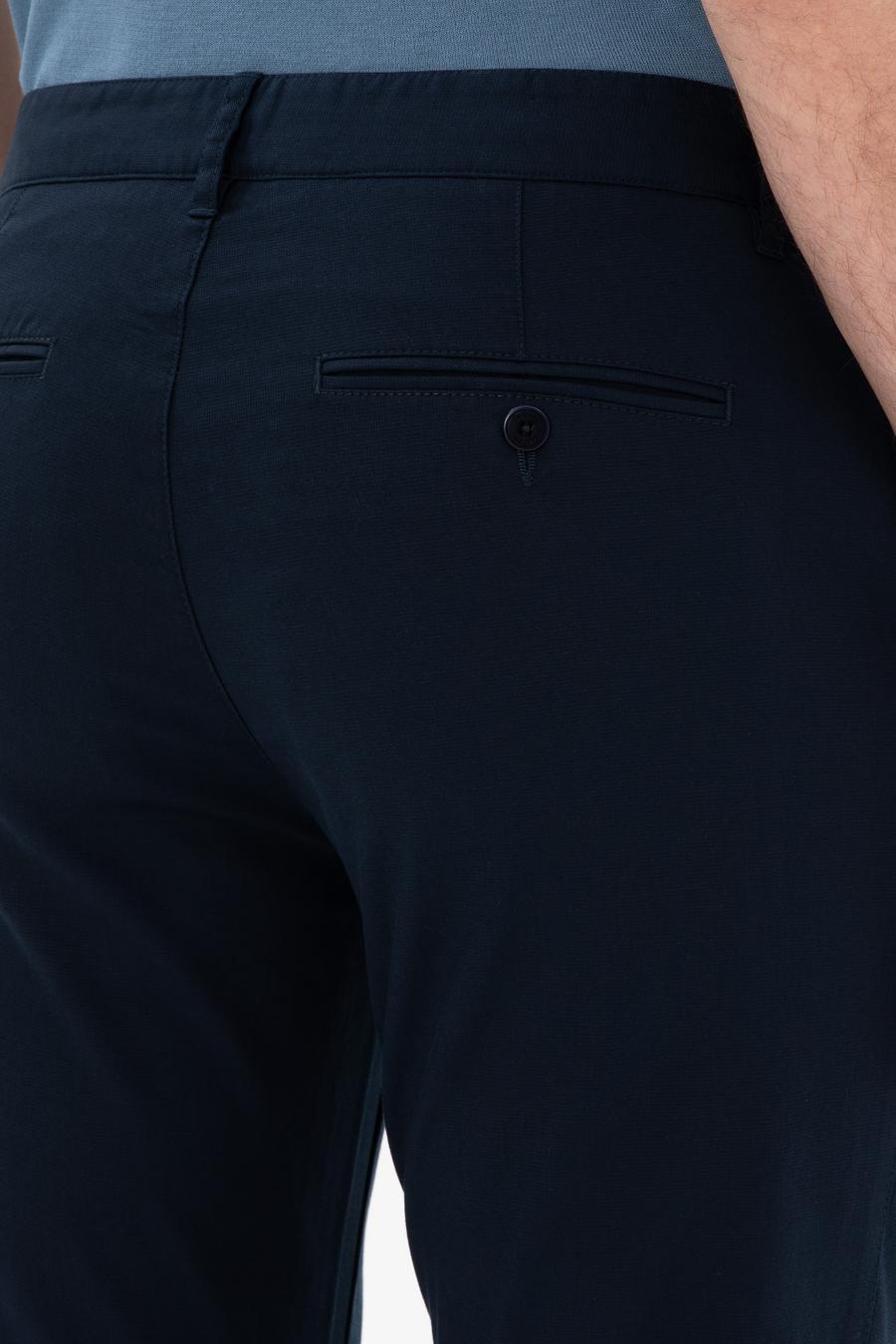 Lacivert Slim Fit Dokulu Pamuk Karışımlı Kanvas Pantolon - 50300913013