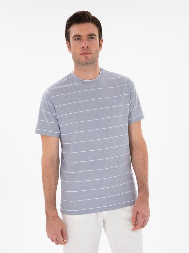 Mavi Regular Fit Bisiklet Yaka Çizgili T-shirt
