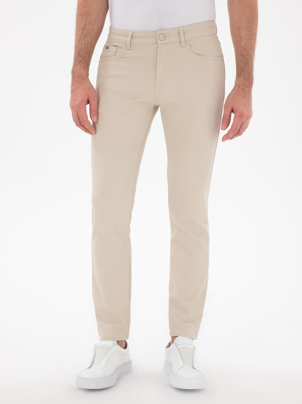 Bej Slim Fit Pamuk Karışımlı Jean Pantolon
