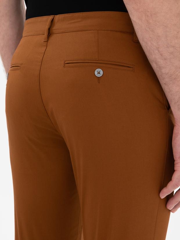 Açık Kahverengi Slim Fit Pamuk Karışımlı Kanvas Pantolon