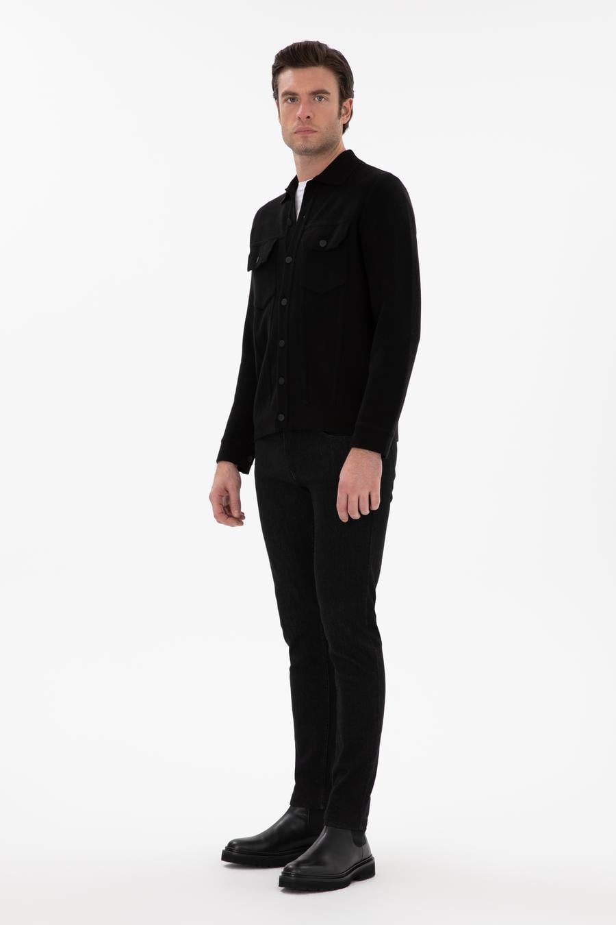 Siyah Regular Fit Triko Hırka - 50291621001