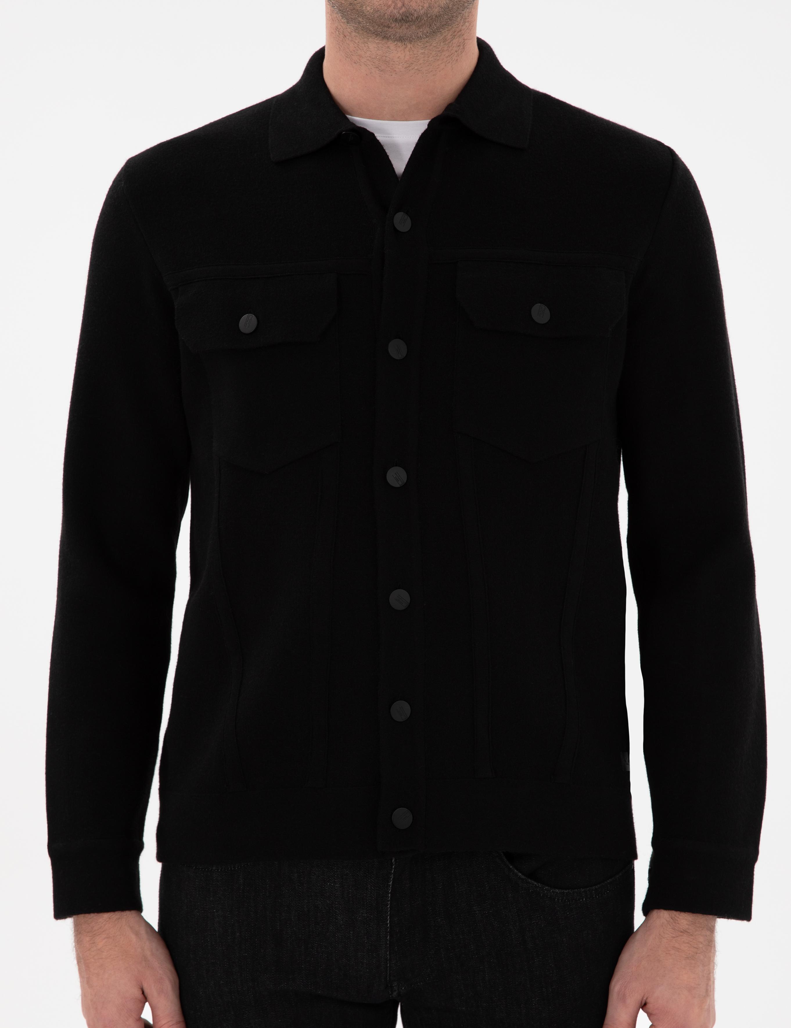 Siyah Regular Fit Triko Hırka - 50291621001