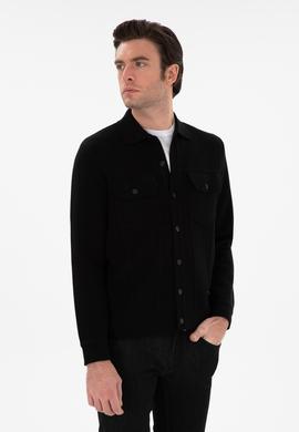 Siyah Regular Fit Triko Hırka