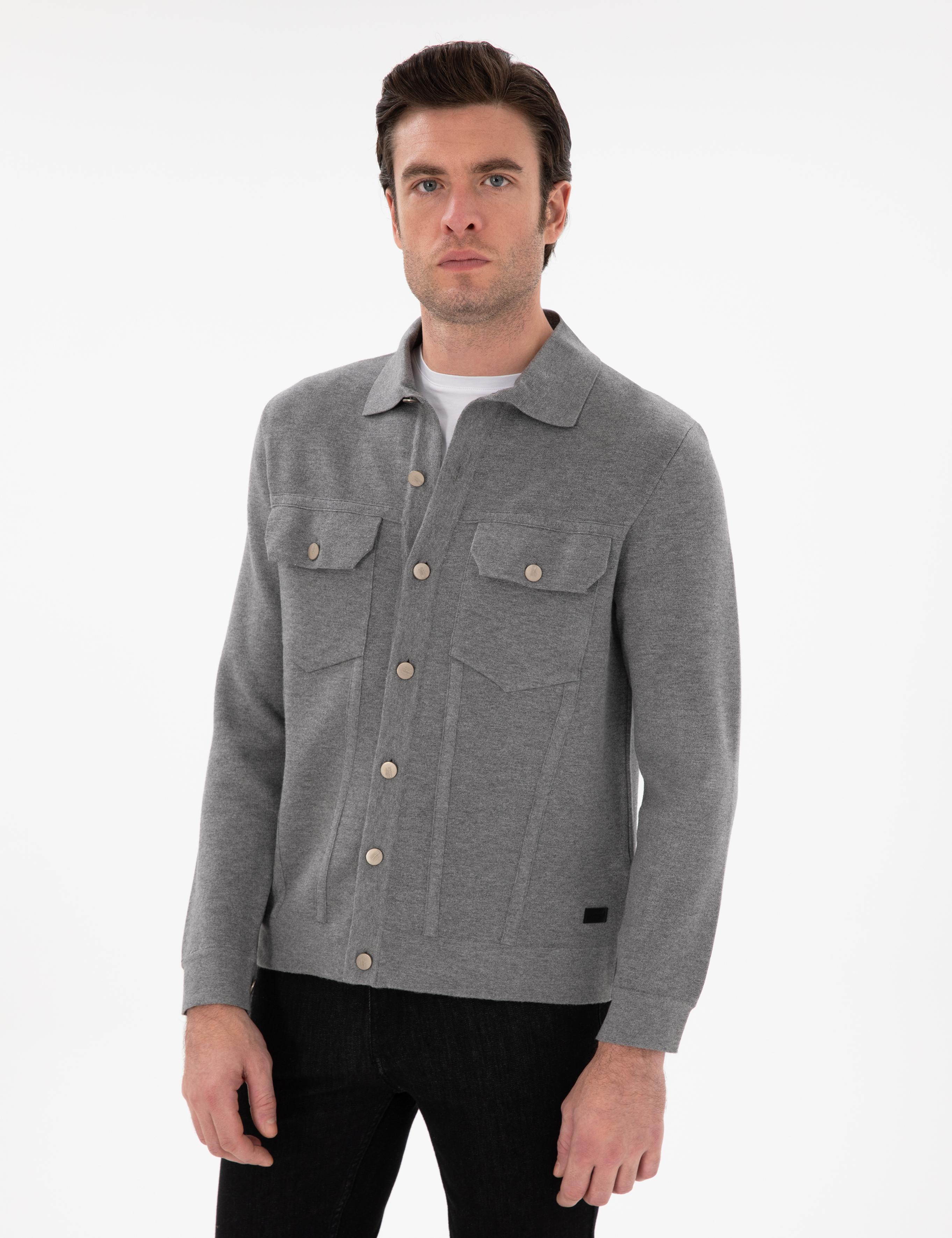 Gri Regular Fit Triko Hırka - 50291621020