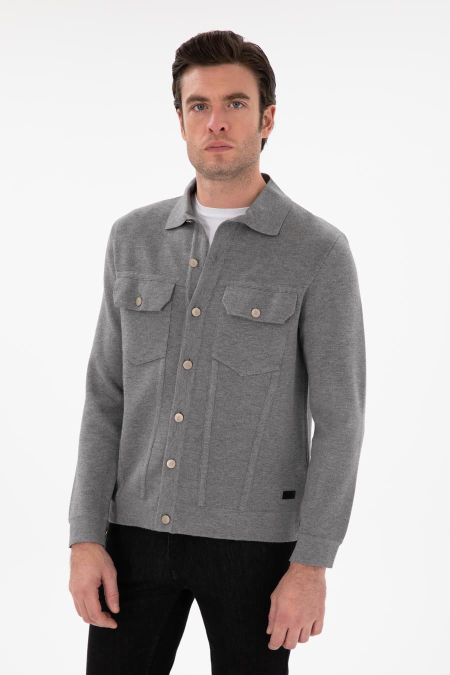 Gri Regular Fit Triko Hırka - 50291621020