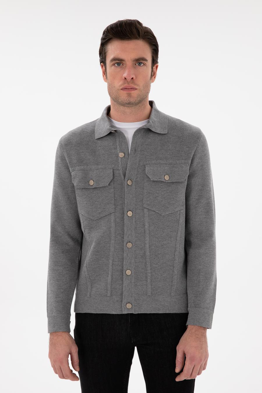 Gri Regular Fit Triko Hırka - 50291621020