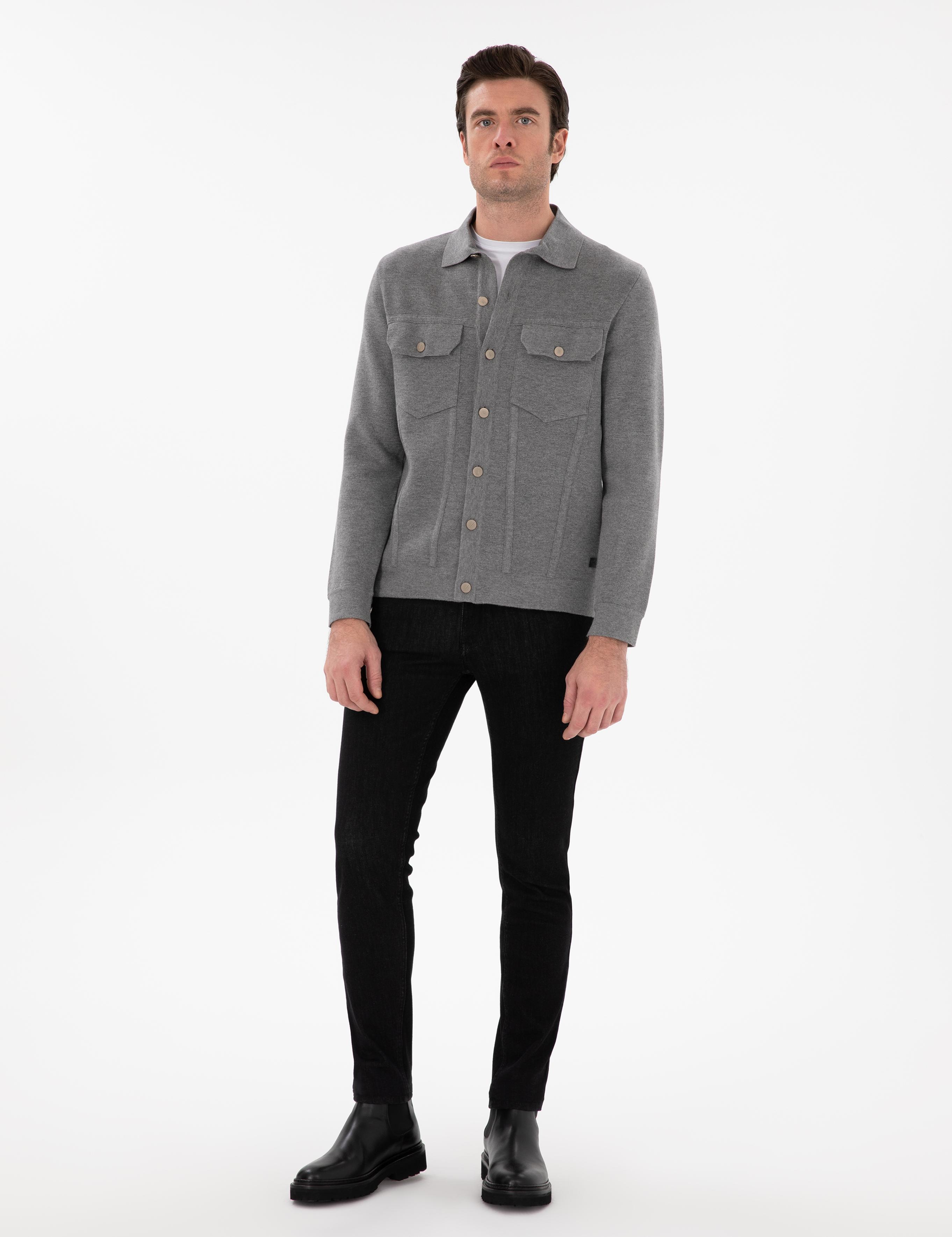 Gri Regular Fit Triko Hırka - 50291621020