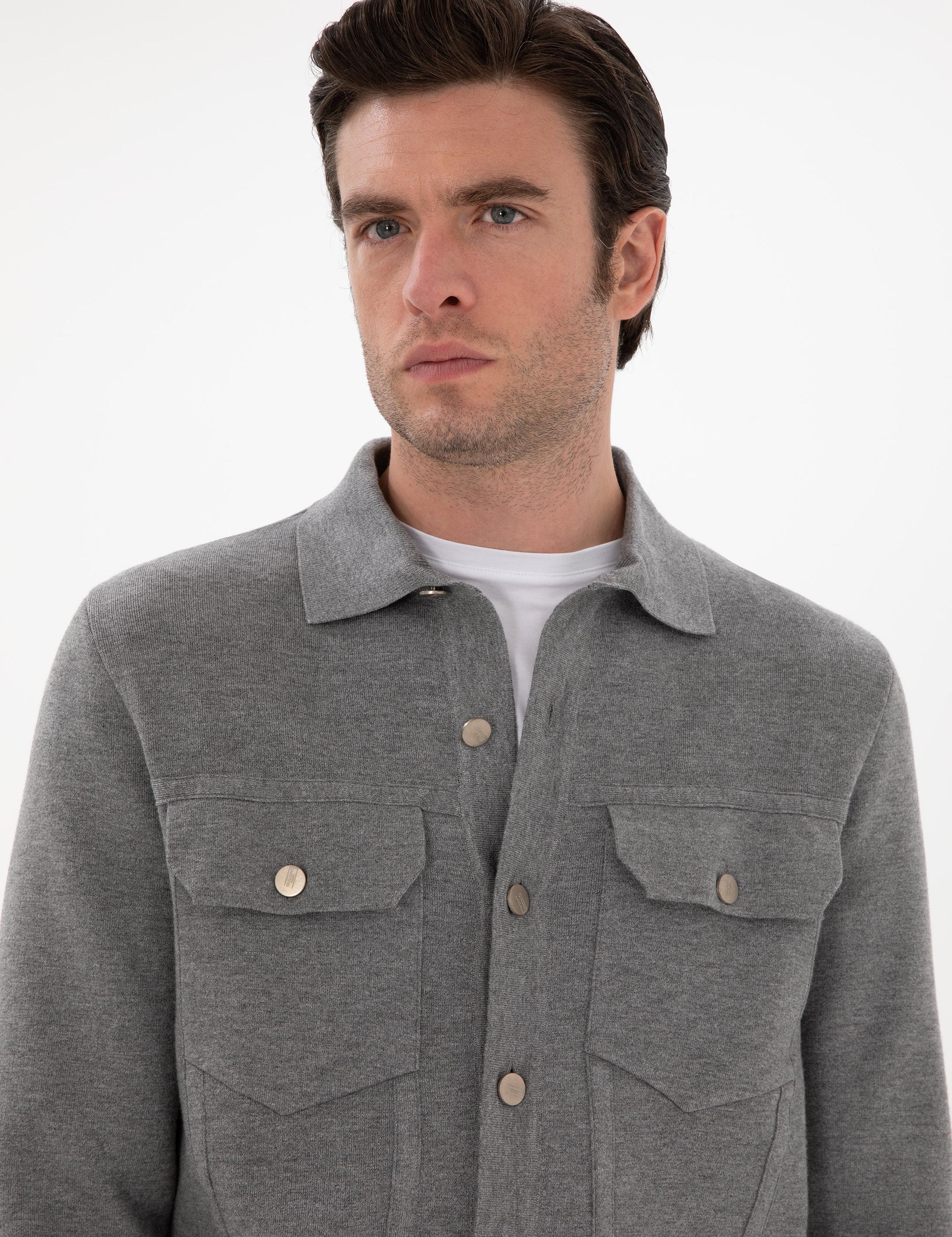 Gri Regular Fit Triko Hırka - 50291621020