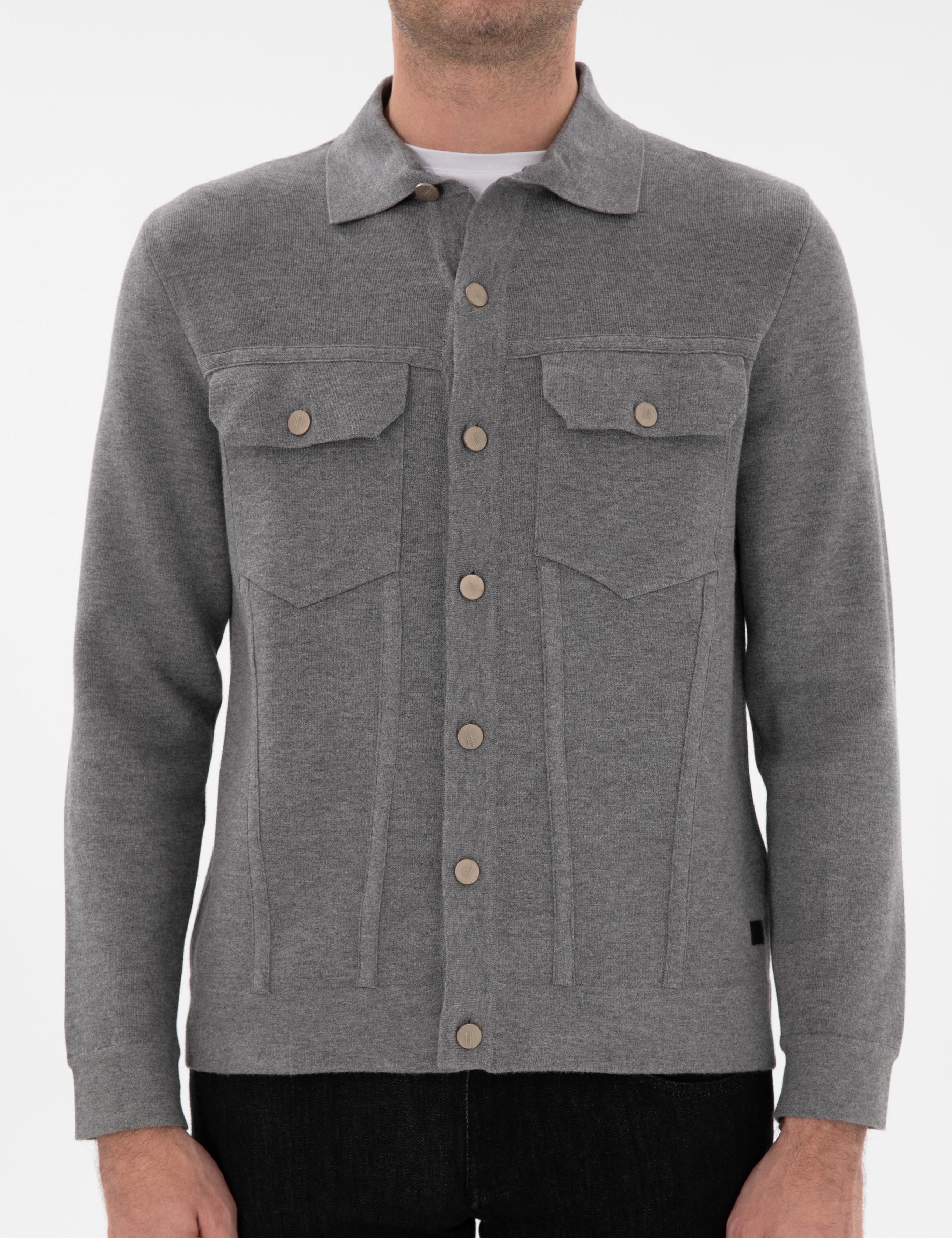 Gri Regular Fit Triko Hırka - 50291621020