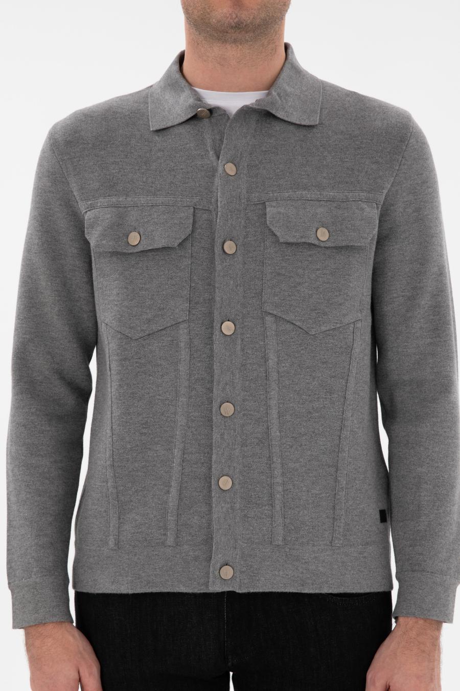 Gri Regular Fit Triko Hırka - 50291621020