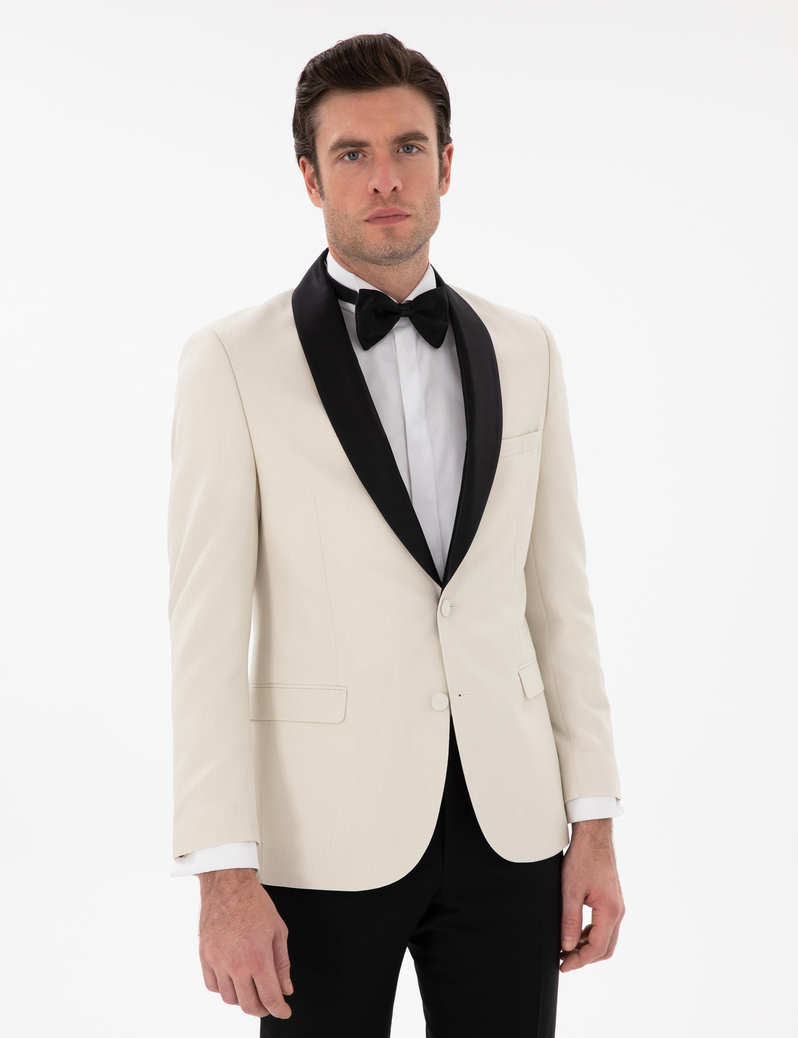 Ekru Slim Fit Şal Yaka Smokin Damatlık - 50300734077