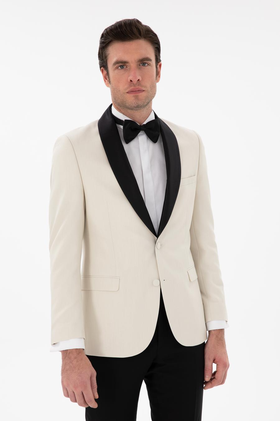 Ekru Slim Fit Şal Yaka Smokin Damatlık - 50300734077