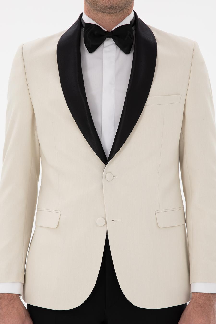 Ekru Slim Fit Şal Yaka Smokin Damatlık - 50300734077