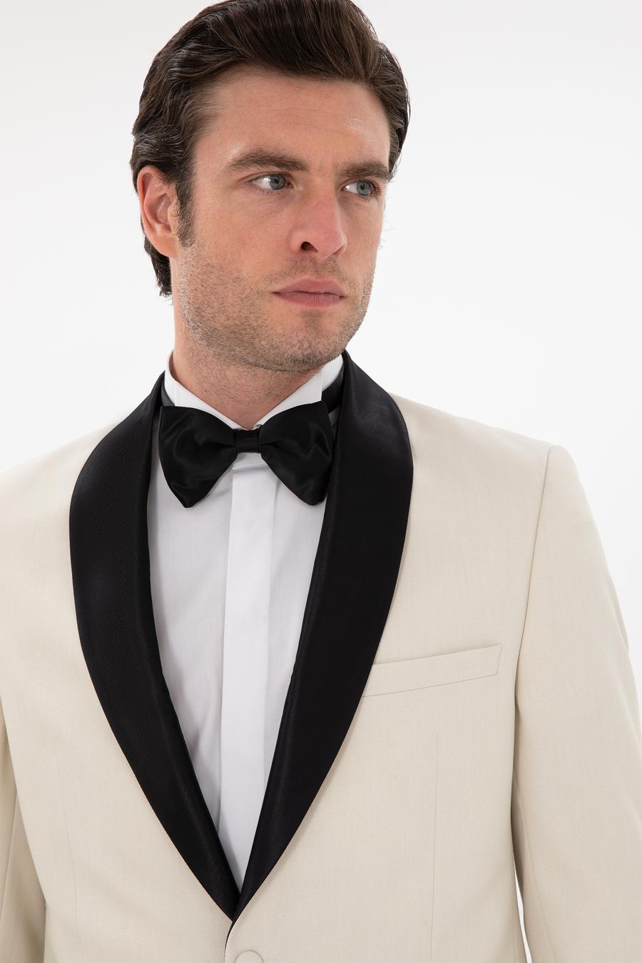 Ekru Slim Fit Şal Yaka Smokin Damatlık - 50300734077
