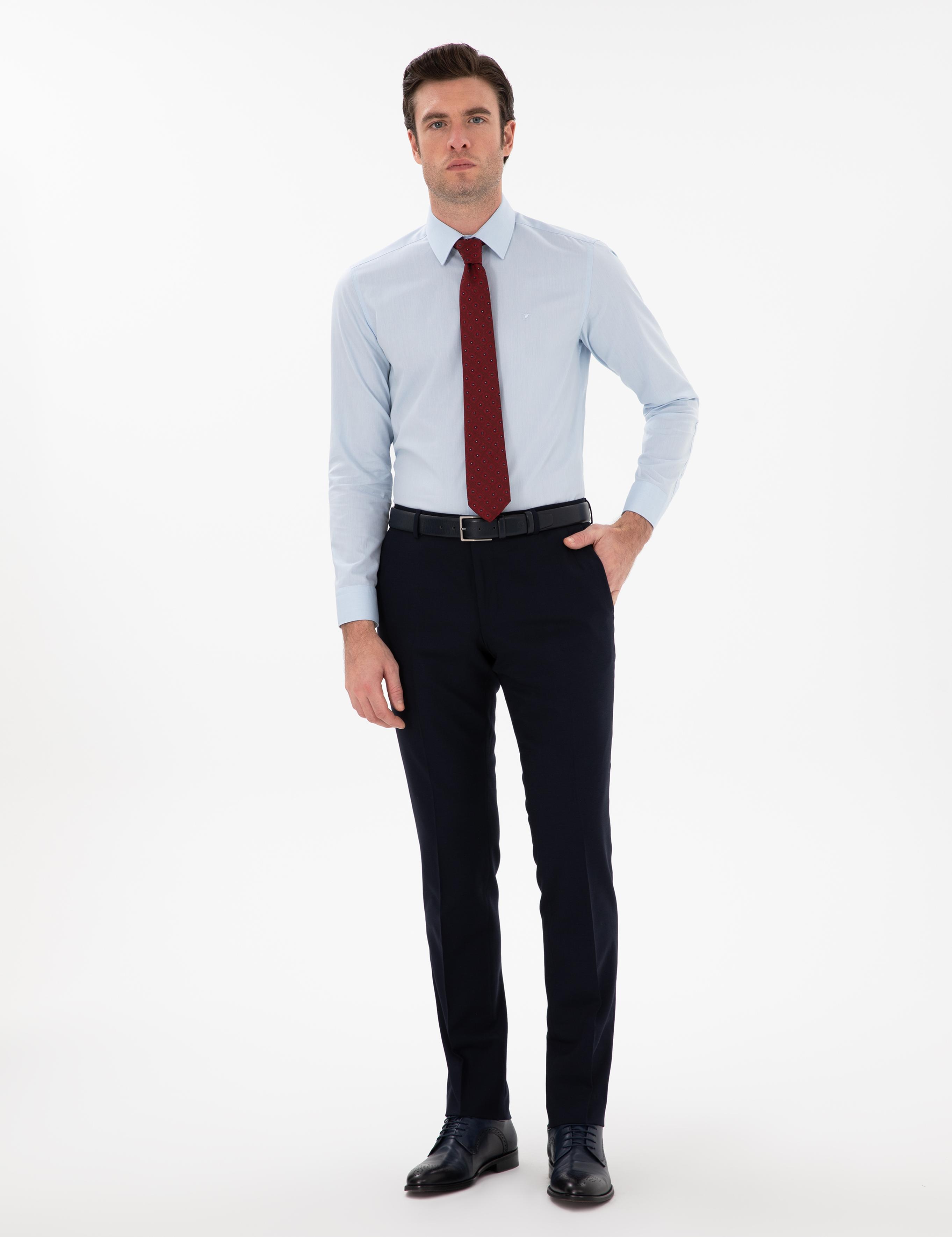 Açık Mavi Slim Fit Pamuklu Oxford Gömlek - 50304497224
