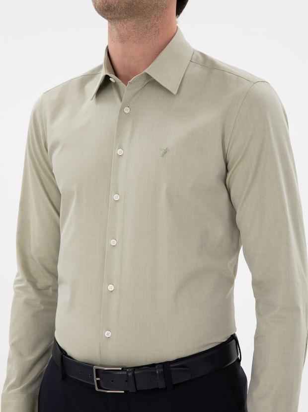 Haki Slim Fit Pamuklu Oxford Gömlek