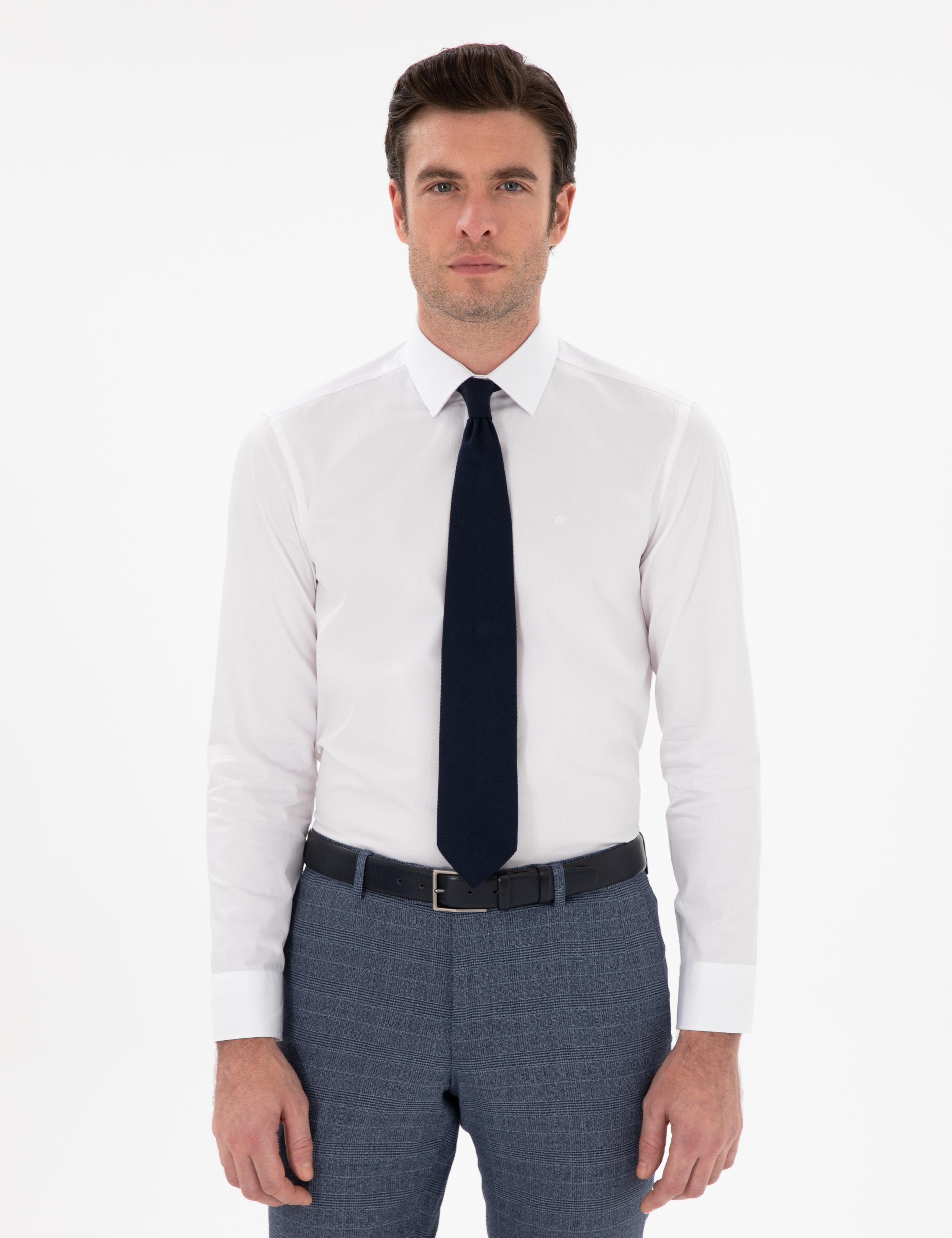Beyaz Slim Fit Pamuklu Klasik Yaka Basic Gömlek - 50311078005