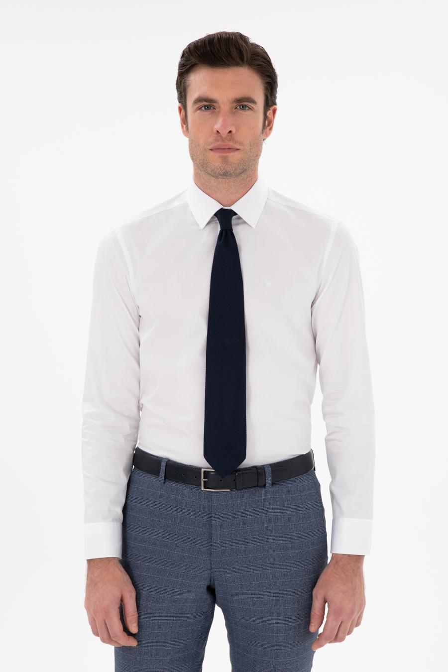 Beyaz Slim Fit Pamuklu Klasik Yaka Basic Gömlek - 50311078005
