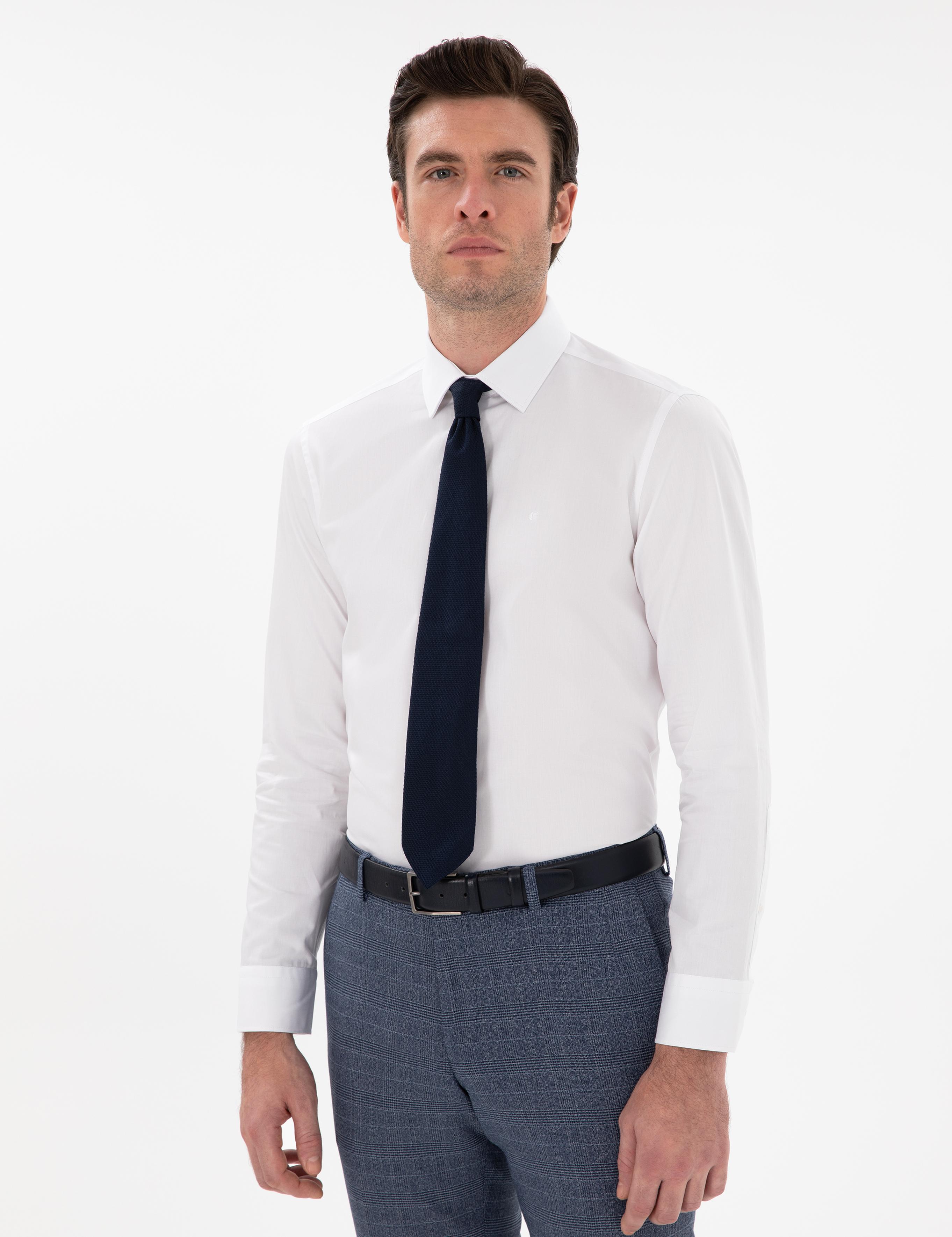 Beyaz Slim Fit Pamuklu Klasik Yaka Basic Gömlek - 50311078005