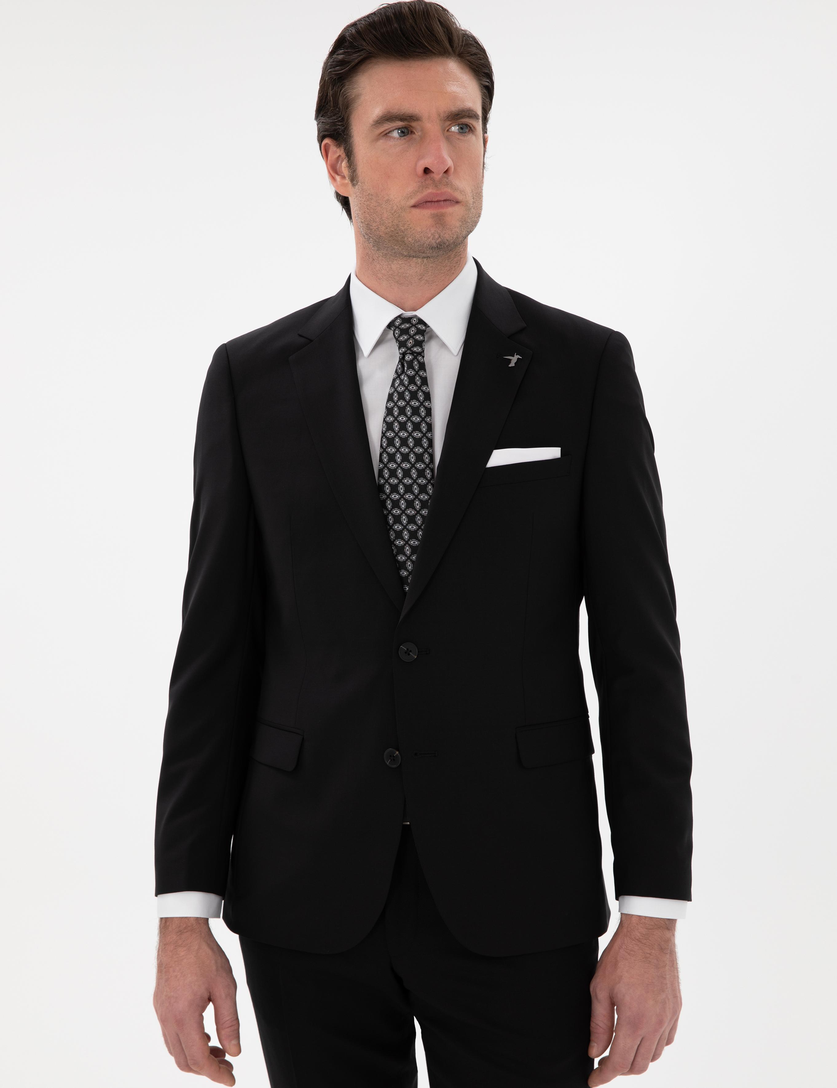 Siyah Slim Fit Ceket - 50284763044