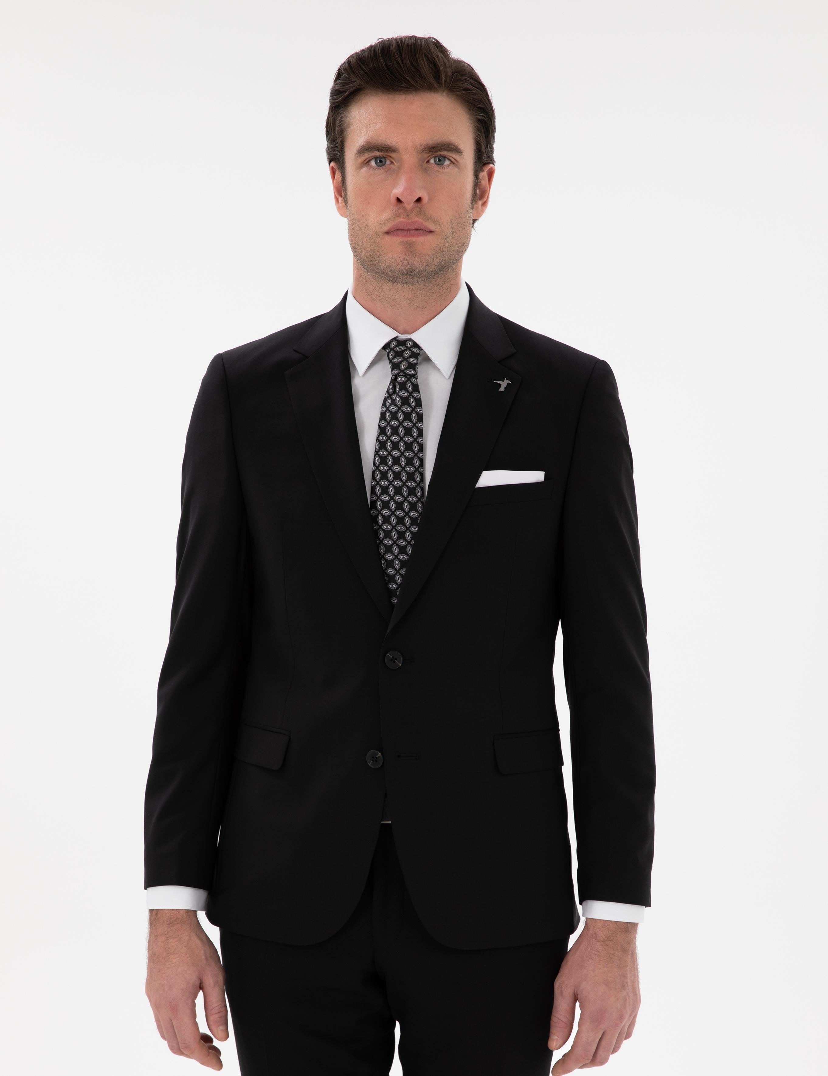 Siyah Slim Fit Ceket - 50284763044