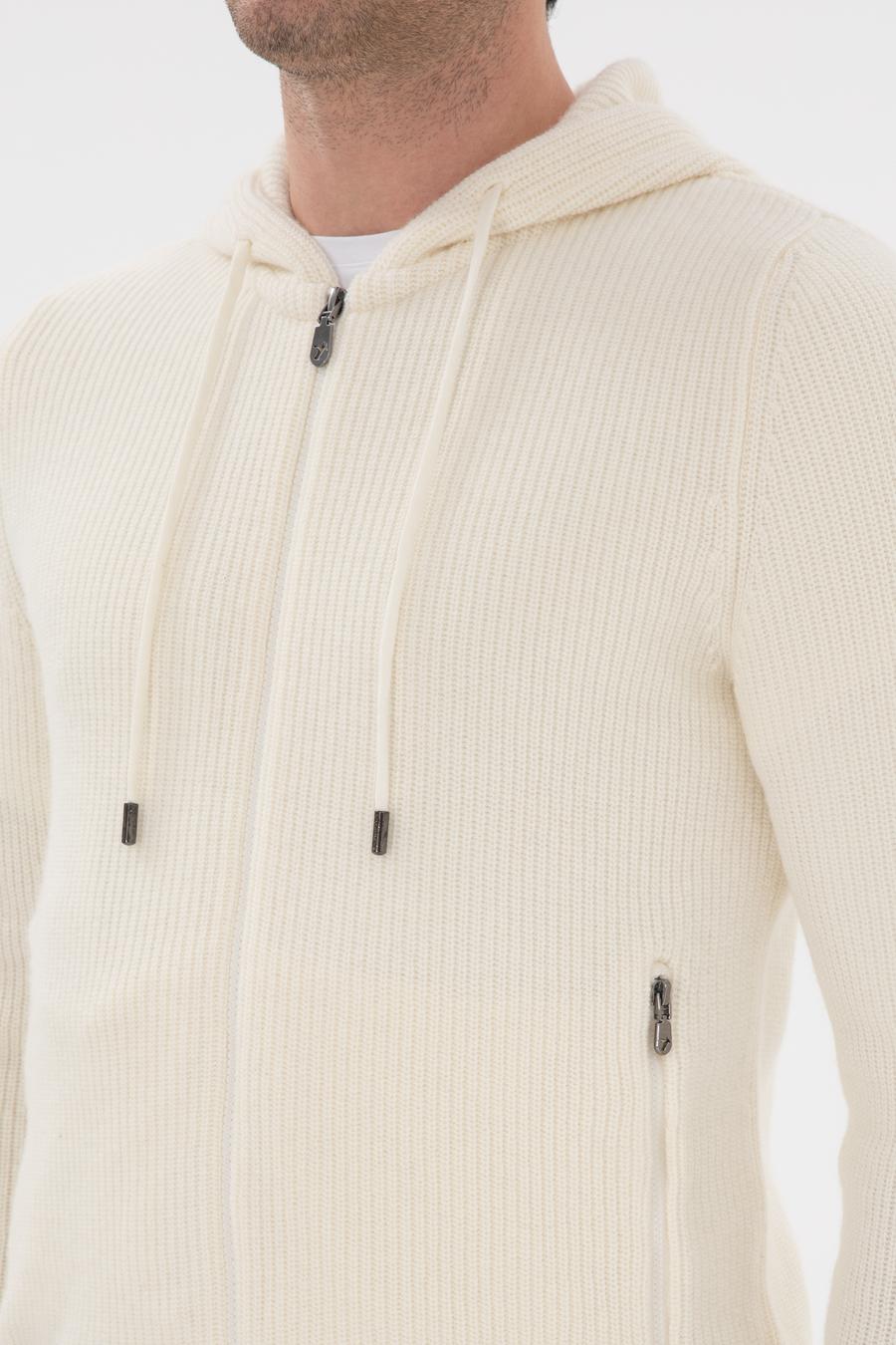 Ekru Slim Fit Triko Hırka - 50298727006